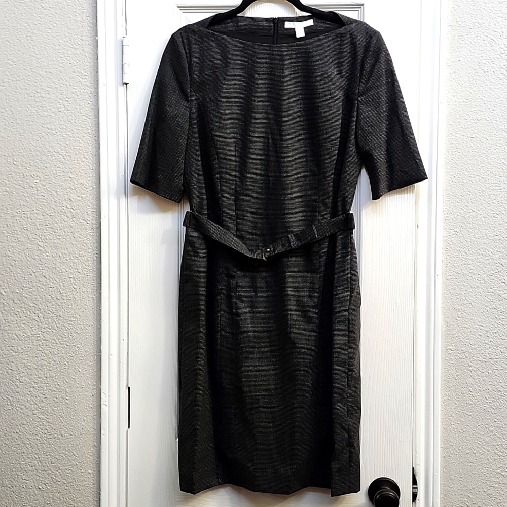 Hugo Boss Dark Gray Wool Sheath Dress, Size US 8